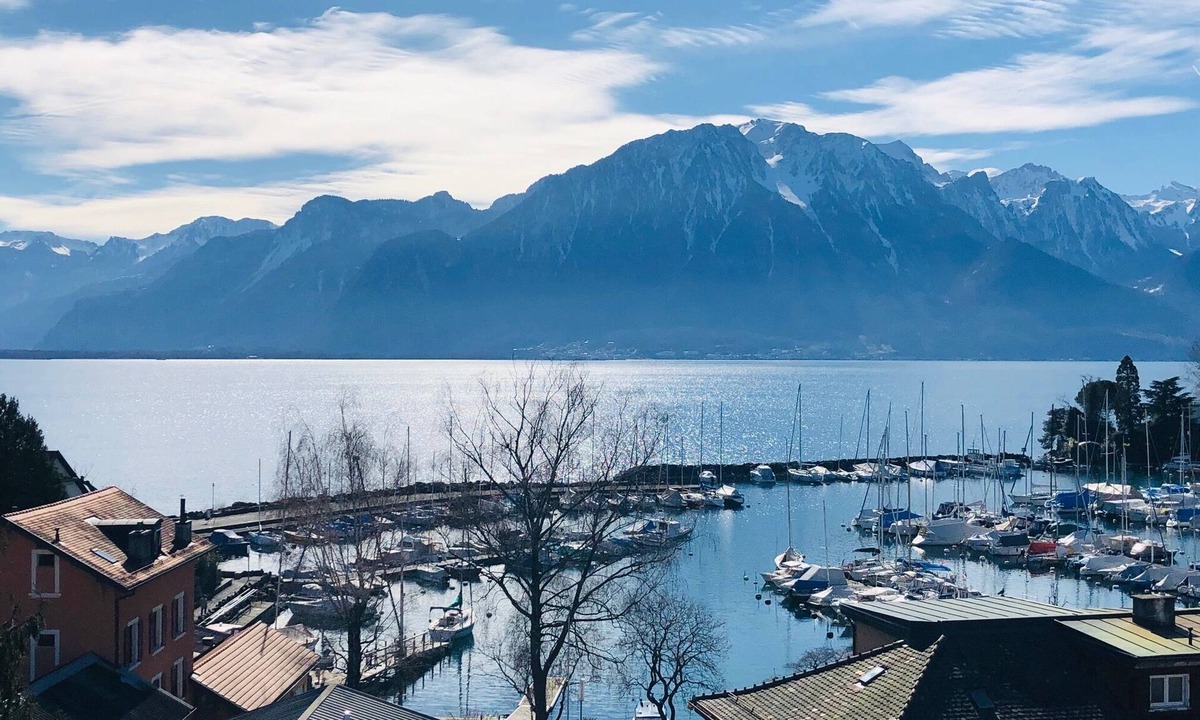 Montreux Apartment | ! Panoramic Lake views & close to all lakeside walk/bus next door !