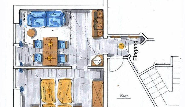 Vacation apartment (35sqm) on the 1st floor with a view of the orchard in Berg