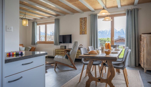 Wonderful private villa for 5 people with WIFI, hot tub, TV, terrace and pets allowed in Ovronnaz